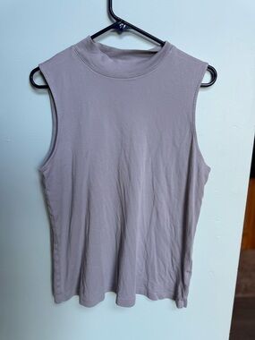 Lands' End Sleeveless Mock Neck Tank Top - Taupe